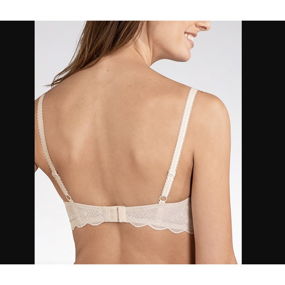 NWT Naturana Beige Floral-Lace Scalloped-Edge Wireless Full-Coverage Bra - Picture 2 of 8